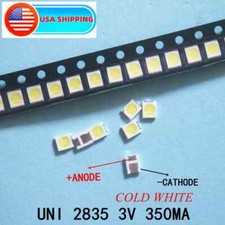 100pcslot 3528 2835 3v Smd Led Beads 1w Cold White 100lm For Tvlcd Backlight