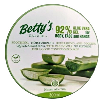Aloe Vera Betty's Nature 92% Gel für Hände, Gesicht und Körper  300 ml NEU