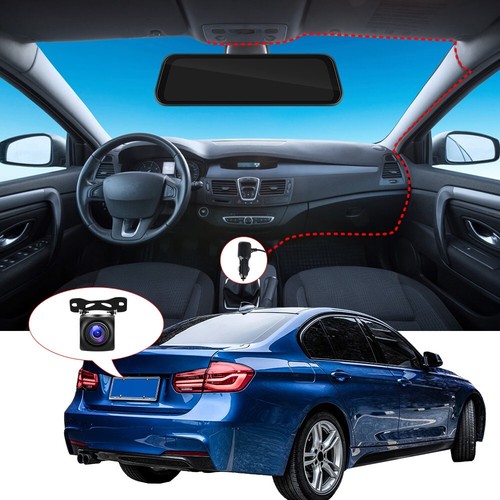 9.66" Rear View Mirror Dash Camera Wireless Apple Carplay Android Auto GPS Radio - Picture 10 of 14