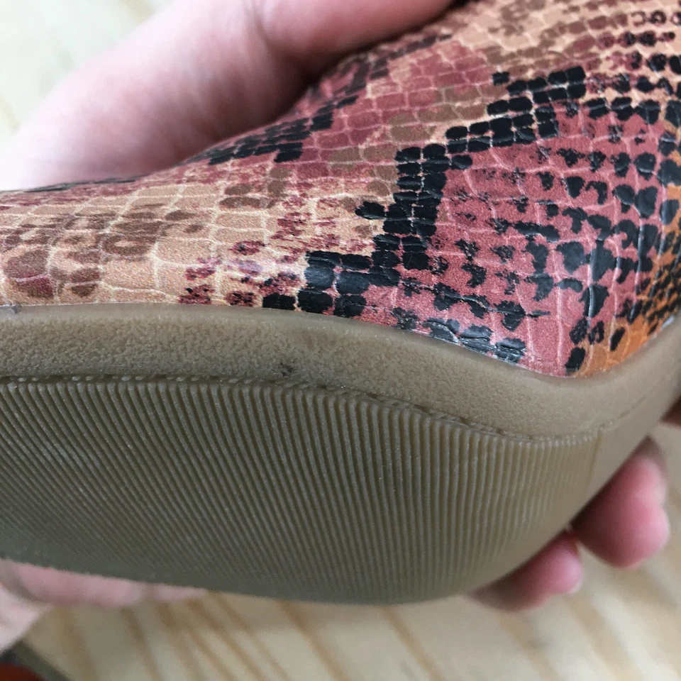 Botas antiguas azul marino para mujer 7 botines al tobillo multicolor estampado animal imitación cuero bloque Foto 4 de 4