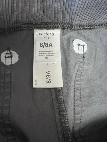 Carter’s Ribbed Waist Drawstring Poplin Casual Pants Gray Size 8 - Picture 4 of 4