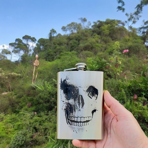 Frasco de acero inoxidable calavera 8 oz - Imagen 7 de 7