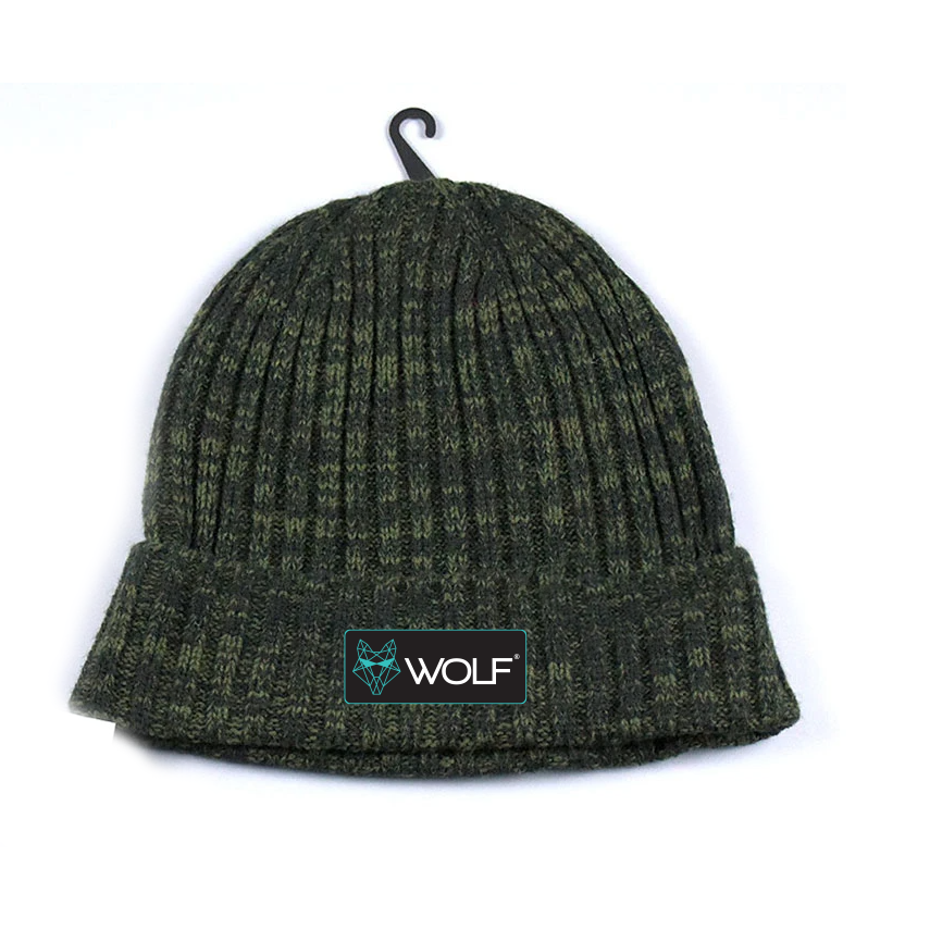 Wolf Beanie Moss Green Fishing Headwear Beanie Hat - WFCLO55