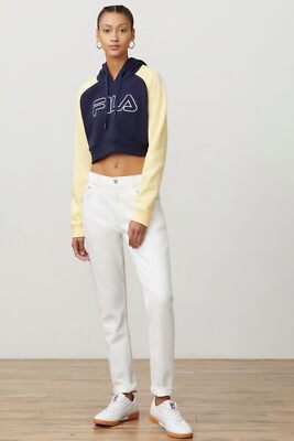 Fila Valeria Colorblocked Cropped Hoodie Peacoat Banana L