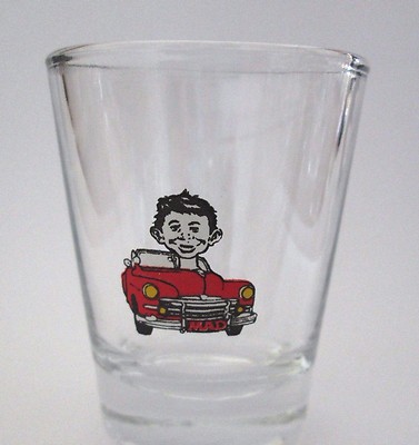 Alfred E. Neuman ''MADD COMICS'' Logo on Clear Shot Glass