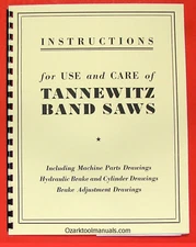 TANNEWITZ GH & GHE 36" Band Saw Owners Operators Service Parts Manual 0718
