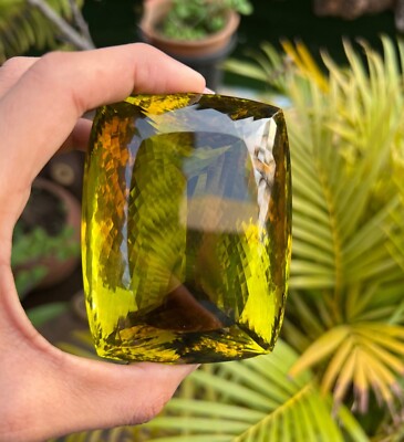 1910 Ct Certified Natural Brazilian Lemon Green Cushion  Topaz Loose Gemstone