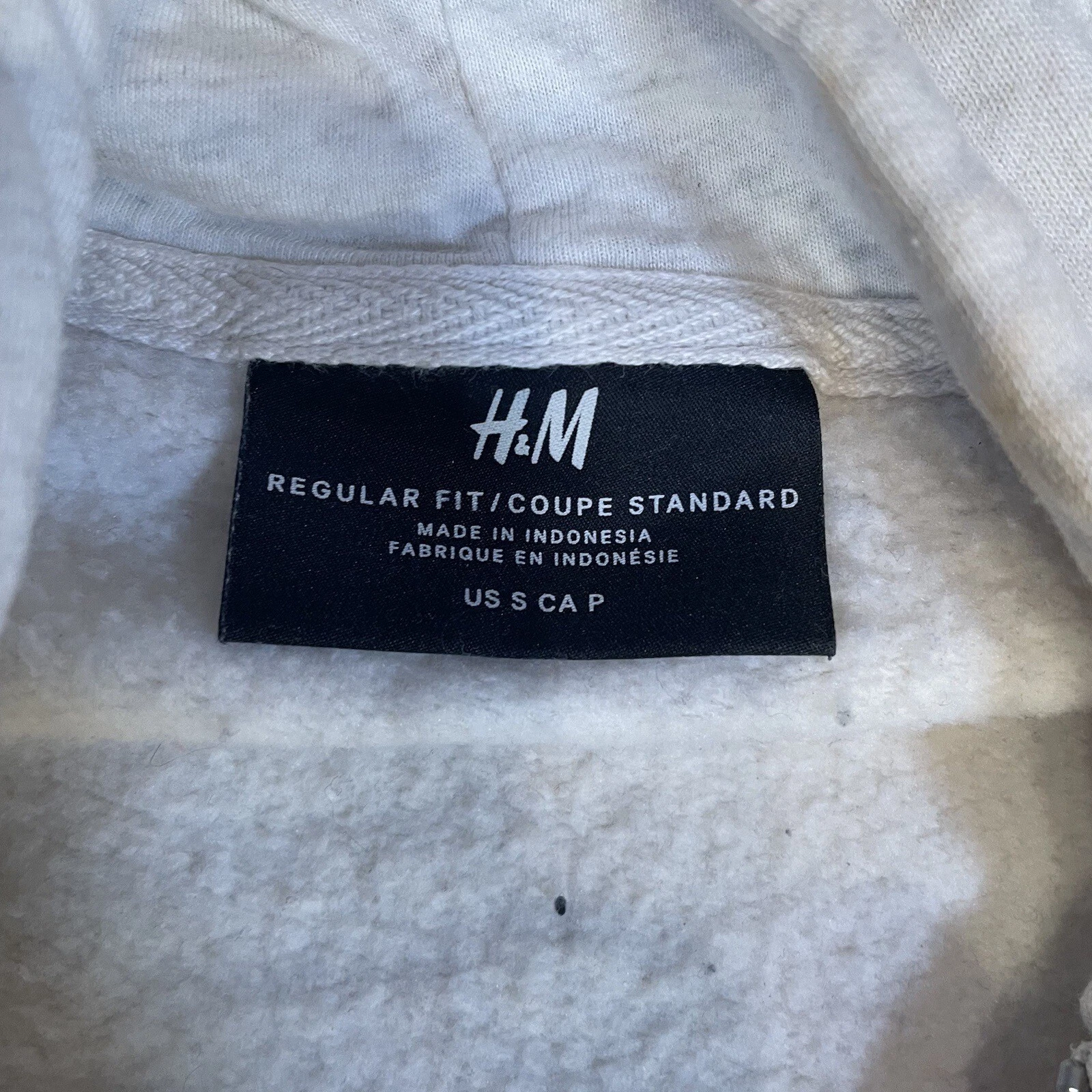 OFF WHITE Felpa con cappuccio e zip intera H&M Basic uomo piccola grigio chiaro bianco sporco con tasche