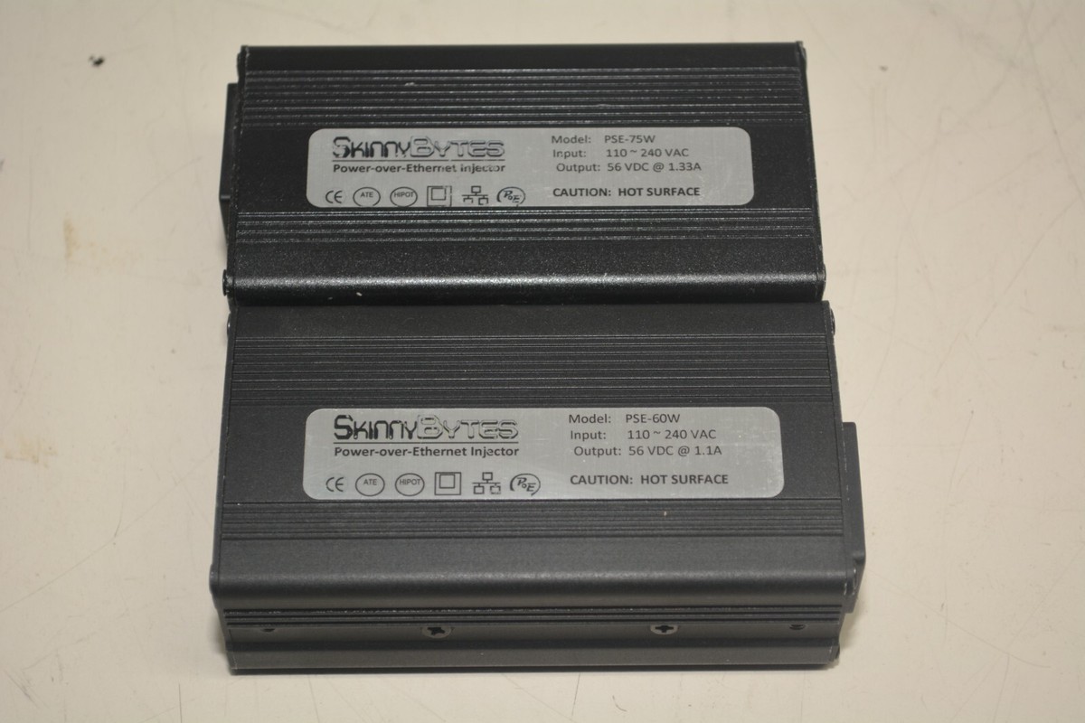 Lot 2x Skinny Bytes Power-over-Ethernet Injector 1x PSE-60W / 1x 