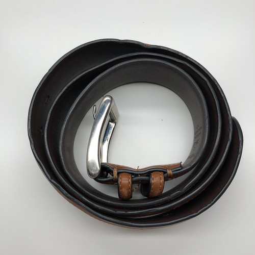 Dockers Dress Belt Brown Mens Sz L 38-40 Faux Leather Double Loop 1 1/2" - Picture 2 of 14