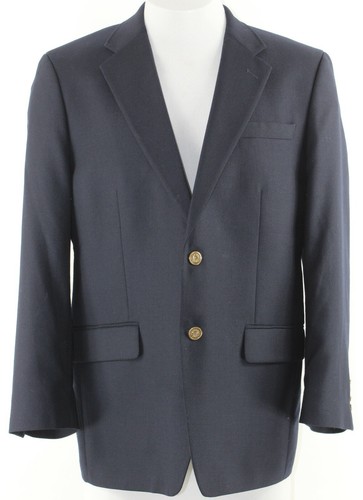 Club Room Sz 42R Navy Blue Gold Button 100% Wool Lined Blazer Jacket - Picture 2 of 7