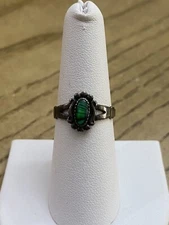 Wheeler Mfg. Vintage Navajo Inspired 925 Sterling Abalone Stone Ring Sz 7.5