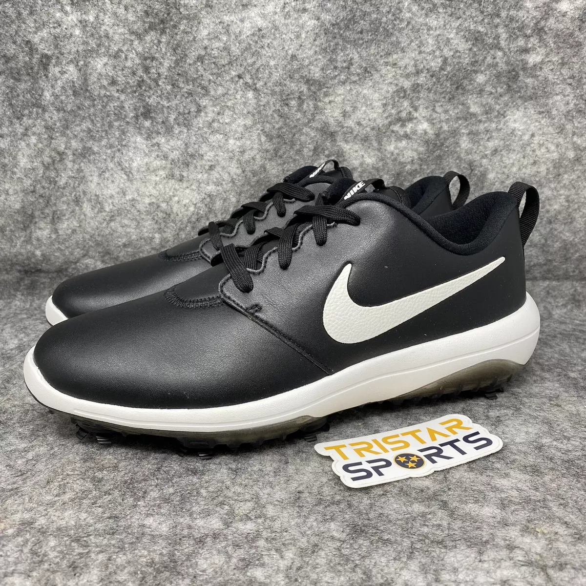 Nike Golf Shoes Mens 8.5 Roshe G Tour Leather Black White Spikes