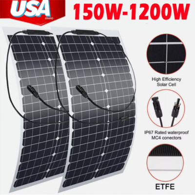 1200W Watt Monocrystalline Solar Panel 12V Home RV Off Grid Battery Boat Power