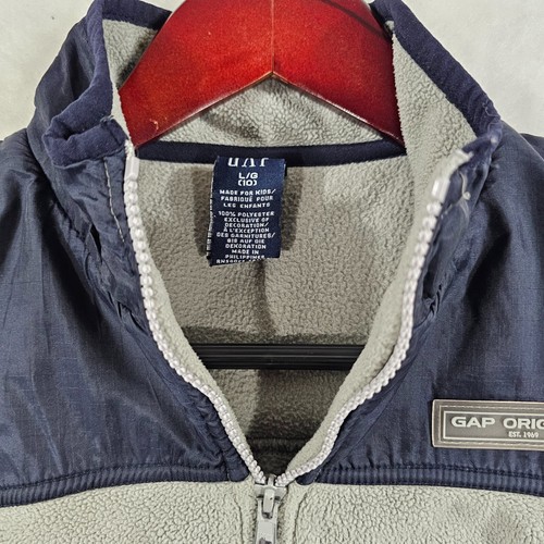 GAP ORIGINAL Kids Boys Fleece Full Zip Vest Hiking School Gray Navy - Size L 10 - Picture 4 of 9