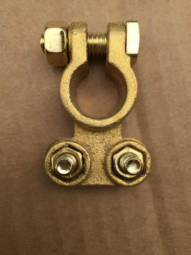 2x SOLID BRASS TOP POST BATTERY CABLE WIRE GOLD TERMINALS - Picture 2 of 3