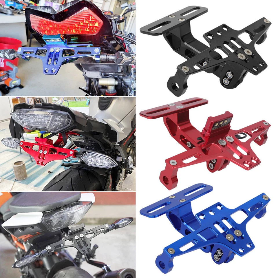 CNC License Plate Bracket Holder W/ LED Lights For Yamaha YZF R1 R7 R25 R15 R125 - Image 2 of 4