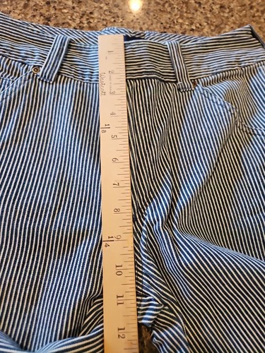 Forenza Blue White Striped Jeans Mom womens 8 Carpenter Pants Vintage - Picture 6 of 14