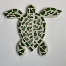 Turtle Art Tile Mosaic Beachy Sealife and Glass Wall Hanging Handmade