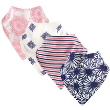 Touched by Nature Baby Girl Organic Cotton Bandana Bibs 4pk, Daisy, One Size