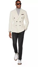 Men Suit White Peak Lapel Blazer Formal Groom Party Prom Tuxedo Wedding Suit