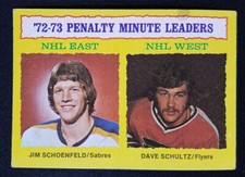 1973-74 Topps #5 Penalty Minute Leaders Dave Schultz Schoenfeld VG-EX (stain)