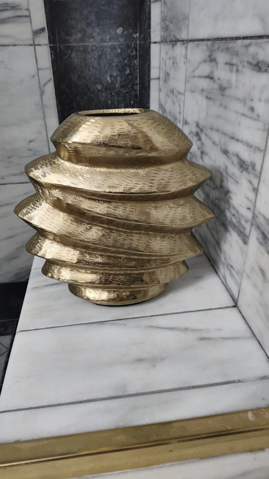 Shataj Decorative Gold Aluminum Chisel Texture Vase
