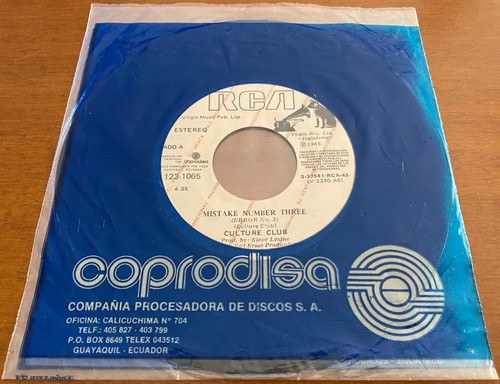 CULTURE CLUB "Mistake Number Three" RARE 1986 ECUADOR 7" SINGLE PROMO VINYL RCA - Picture 5 of 6