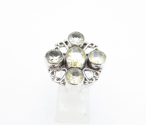 925 Sterling Silver Vintage Yellow Topaz Swirl Cocktail Ring Sz 9.5 RG5597 - Picture 2 of 6