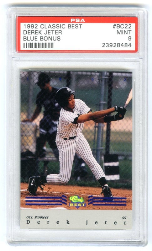 DEREK JETER~1992 CLASSIC BEST BLUE BONUS PSA-9 MINT MINORS ROOKIE RC CARD #BC-22