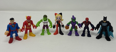 Fisher Price Imaginext DC Super Friends Lot of 7 - Batman Flash Hulk Superman