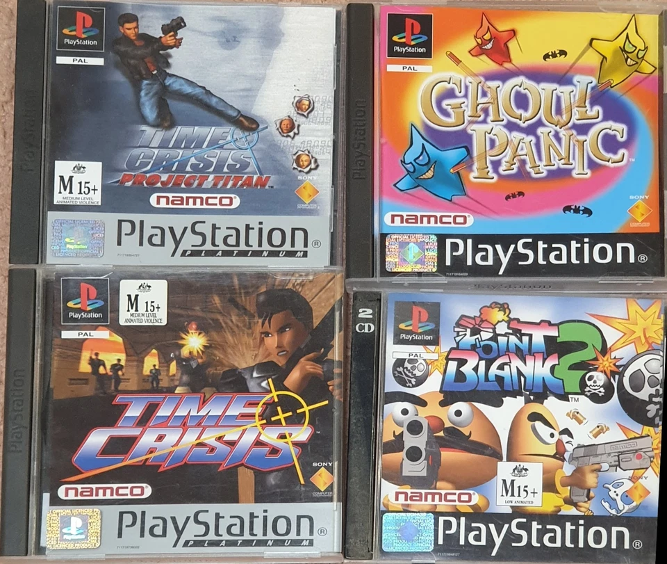 Playstation PS1 NAMCO Arcade Style Gun + Point Blanc 2, Time Crisis, Ghoul Panic - Image 2 of 3