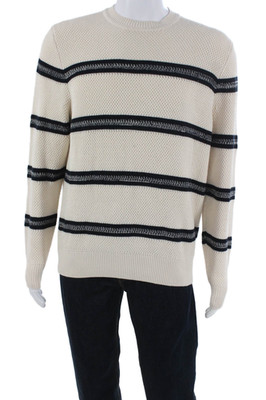 Rodd & Gunn Mens Ivory 100% Australian Cotton Striped Crew Neck Pullover Size M