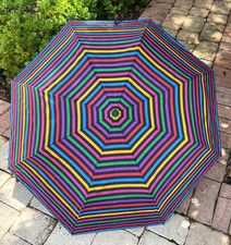 TOTES WOMEN'S UMBRELLA ECO FRIENDLY STRIPES 42 INCH COVERAGE PUSH OPEN NWT
