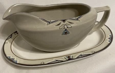 Vintage 1994 Mikasa Potter's Touch CB007 Corsica Gravy Boat and Under Plate