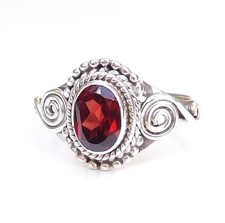 Natural Garnet Birthstone Ring Solid 925 Sterling Silver Garnet Jewelry-R416