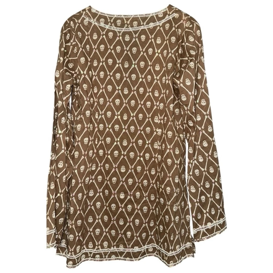 Cubre lentejuelas iridiscentes estampado calavera blanco tostado talla M L Letarte Swim para mujer Foto 3 de 4