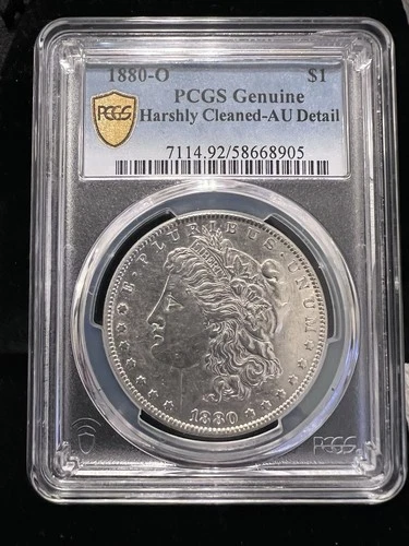 1880‑O Morgan Silver Dollar • PCGS Genuine AU Detail • Harshly Cleaned