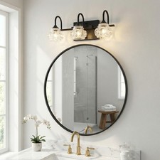 Vanity Light 17 inch Black Crystal Shade 3-Lights Wall Fixture Bathroom Mirror