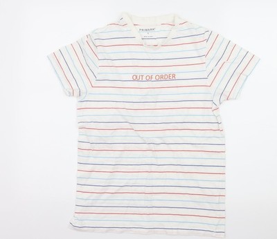 Primark Herren T-Shirt weiß gestreift Jersey Größe S - ausverkauft
