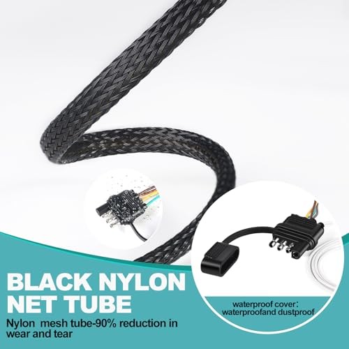 22 Fuß 4 Pin 5 Draht Anhänger Kabelbaum geschützt durch Nylon Netz Rohr, Utility - Bild 2 von 8