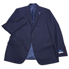 Hart Schaffner Marx Textured Sport Coat Mens 48R NY Fit Blue Wool Blazer Jacket