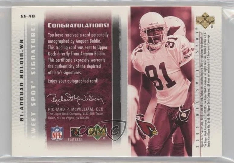 2005 Upper Deck Sweet Spot Signatures Anquan Boldin #SS-AB Auto - Image 2 of 2