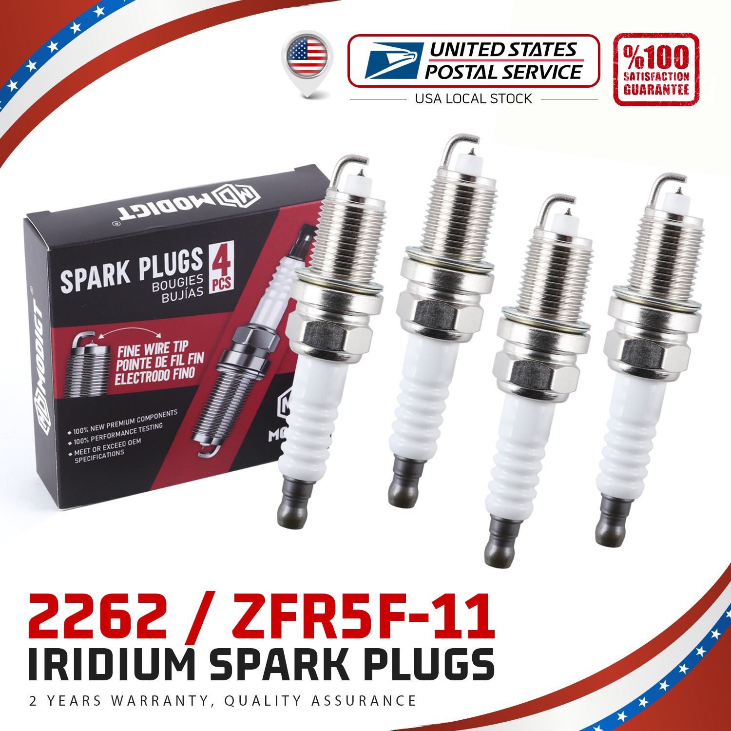 Set of 4 For NGK 2262 Spark Plugs Iridium ZFR5F11 for Chrysler Dodge Honda Mazda