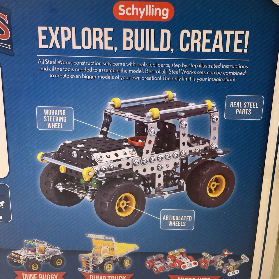 Schylling Steel Works Classic Steel Construction 4 x 4 Starter Set 350 Pieces - Image 2 of 4