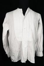 Antique Edwardian French Paris White Print Cotton Shirt Size Large Exc Condition