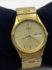 Seiko Watch Men 34mm Champagne Dial Gold Tone Daydate Round New Battery B456
