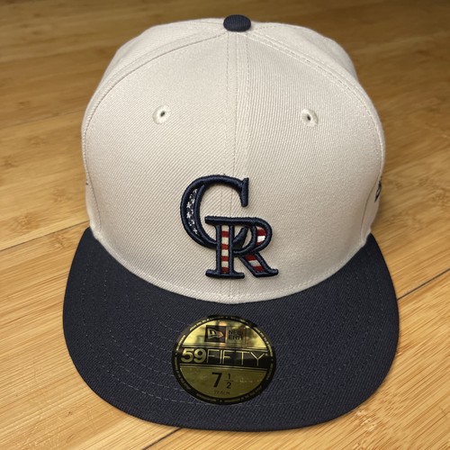 New Era 59FIFTY Colorado Rockies July 4th USA Flag Fitted 7 1/2 Hat Cap MLB