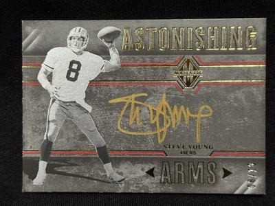 STEVE YOUNG 2017 PANINI MAJESTIC ASTONISHING ARMS ON CARD AUTO JERSEY # 8/10
