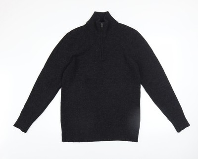 The White Company Herren Pullover schwarz Wolle 1/2 Reißverschluss Größe S